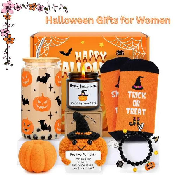 Halloween Boo Basket Stuffers Gift Box - Cute Spooky Spa Self-Care Treats, Ghost-Themed Party Favor Supplies Set for Women, Teens & Kids, One Set