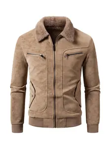 Men's Winter Warm Fleece Lined Zipper Jacket Coat, Single Piece, Thermal Inner Layer, Casual Classic Style Cold Weather Outerwear