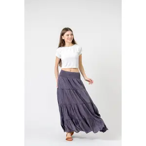 Rhea Plain Block Tiered Skirt
