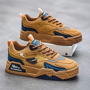 Men's skateboarding shoes, fashionable and trendy design, thick sole anti slip and wear-resistant, color blocked sports and leisure shoes, suitable for outdoor street travel and other activities