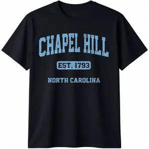 100% Cotton Chapel Hill North Carolina NC Vintage State Athletic Style T-Shirt