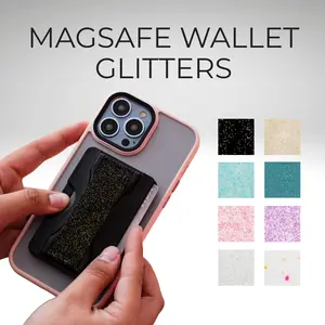 MAGSAFE WALLET GLITTERS - Magnetic Phone Grip Handle with Kickstand, Card Holder, Removable Grip Accessory for Phone, Wireless Charging Compatible Smartphone Cellphone
