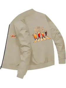 Trendy Personalized Men's Beatles Beer Printed Baseball Jacket for Daily Casual Gatherings and Outings