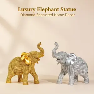 1pc Shiny Mini Elephant Statue | Decorative Resin Desktop Decor for Living Room, Bedroom, Office | Ideal Gift for Valentine's Day, Easter, Mother's Day | Holiday Decor, Bedroom Decor, Exquisite Craftsmanship, Elephant Decor