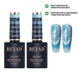 Beyad Water Drop Gel Top Coat - 3D Effect, Non-Wipe Glossy Long-Lasting Nail Polish, DIY Bubble Manicure Supplies, Soak-Off Formula, UV LED Lamp Compatible Nail Art Care Product