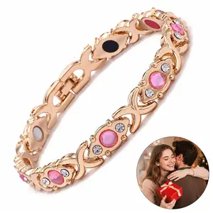 Energy magnet bracelet, eco-friendly alloy with diamonds, adjustable ladies' wristband，Valentine's Day gift, Christmas gift