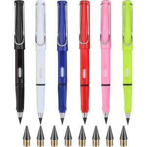 6 Sets Everlasting Pencil, Infinity Pencils, NO-Sharpening Pen for Writing Drawing Students Sustainable Pencil for  Office School (6 Pencils + 6 Erasers + 8 Replaceable Nibs)