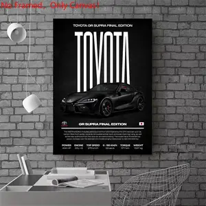 1 Piece/Set frameless canvas painting print poster,Luxury sports car art，Toyota GR Supra Final Edition Poster，a perfect gift for cars loves, ideal gift for bedroom, living room, dorm hallway, kitchen, mural, wall decoration, room decor