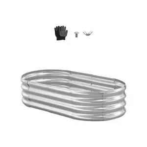 VEVOR Metal Raised Garden Bed, 4x 2x 1 ft Oval Outdoor Galvanized Planter Garden Box, Open Bottom Design, Large Planter Raised Bed for Growing Vegetables, Flowers, and Succulents, Galvanized ColorVEVOR Super Brand Day