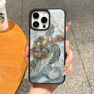 Aesthetic Mosaic Sea Turtle Protective Smartphone Cover, MagSafe-Ready, Soft Shock-Resistance, Ultra-Thin Anti-Fall Tech Accessory for iPhone 11/12/13/14/15/16/17 Pro Max Daily Use