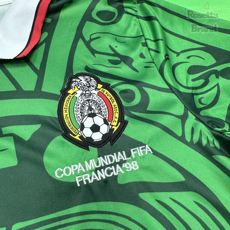 1998 Mexico Soccer National Team Home BLACK Nostalgia Soccer Jersey #2 Suarez #3 Sanchez Classic Breathable Quick Dry Soccer Jersey