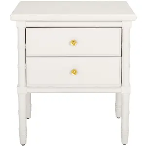 Niah 2 Drawer Nightstand - NST3501 - White/Gold - Safavieh