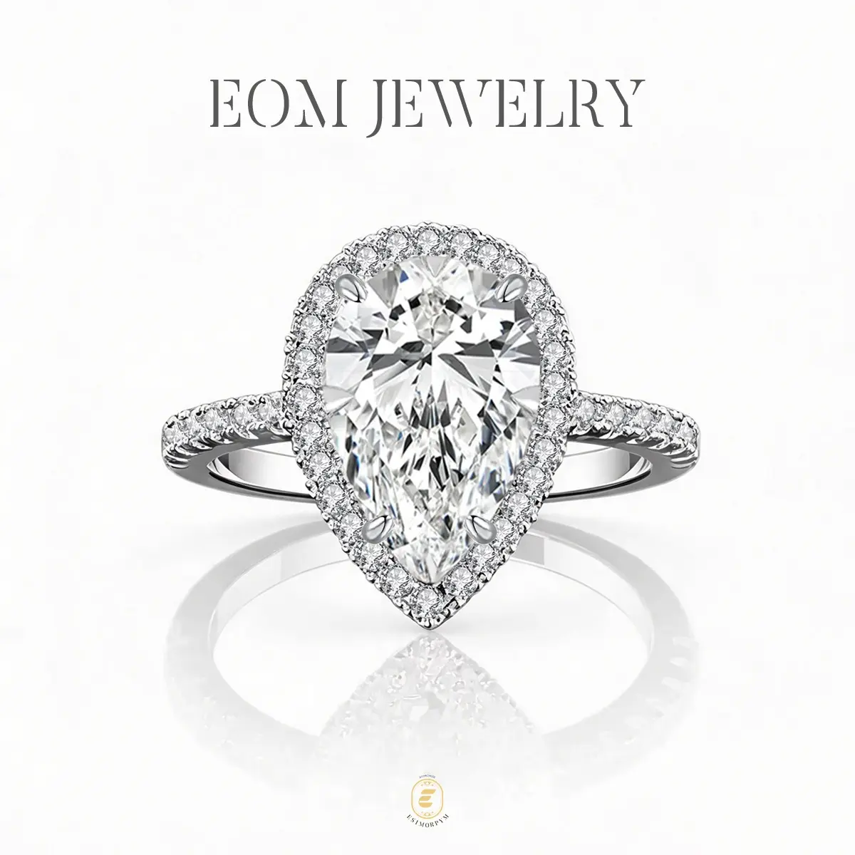 Sparkling Pear Halo Ring for Women Wedding Engagement Anniversary Valentine's Day Birthday Gift Daily Wear