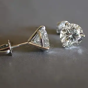 1pair 925 Sterling Silver 6/7/8mm Round Cubic Zirconia Stud Screw Back Earrings For Men Valentine's Day Engagement Jewelry Gift
