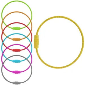 5.9inch Stainless Steel Wire Ring Wire Keychain Cable Luggage Tags Loops Tag Keepers Multicolored Cable Ring()