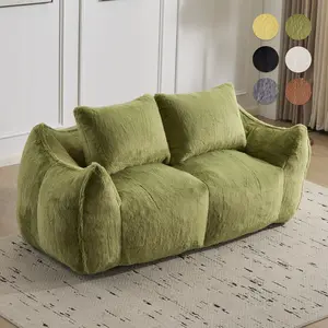 QAK 75.2” Giant Bean Bag Couch for Adults, Ultra Soft Fluffy Loveseat Bean Bag Sofa, Oversized Chase Lounge Chair Indoor for Living Room Bedroom, No Assembly Required Cozy Reading Chair with Pillows