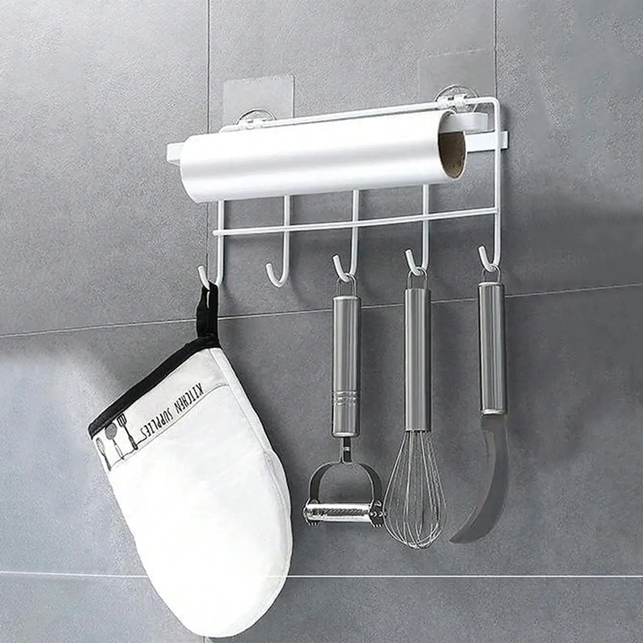 Kitchen Utensil Hook, 1 Count Wall Mounted Punch Free Kitchen Utensil Holder, Kitchen Storage Rack for Kitchen Utensils, Home Organizer