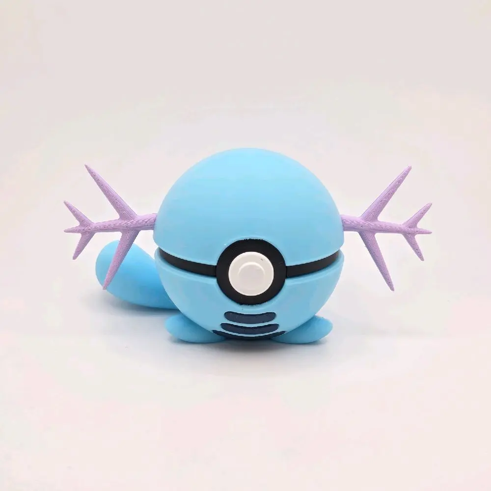 N3D Wooper-Themed Pokeball Collectible - Handcrafted and Durable Pokemon Fan Merch, 4-Inch Large/Small Sizes, Water-Infused Aquatic Charm with Soft Blue Tones, Choking Hazard Small Parts, by The Card Guy TCGs