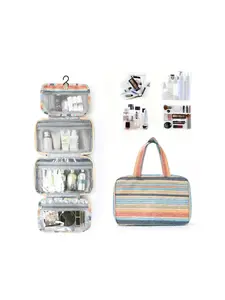 Large Capacity Four-Fold Makeup Bag, Portable Hanging Washbag, Dry Wet Separation, Travel Essentials Cosmetic Storage Bag, Makeup Organizer Pouch, Travel Cosmetic Bags, Cosmetics Organizer