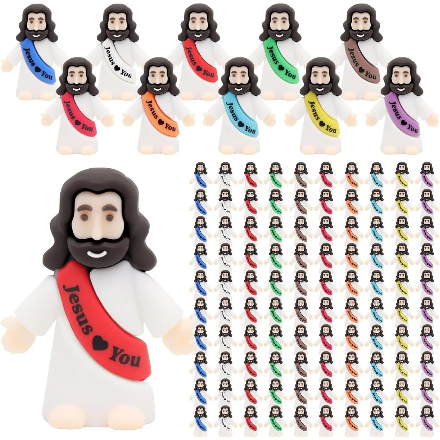 100 count  Love You Mini Figures   Figurines in Bulk  Miniature Religious Figures for  and Seek, Sunday School, Religious Party Favors, Baptism Gifts, Easter Egg Stuffers