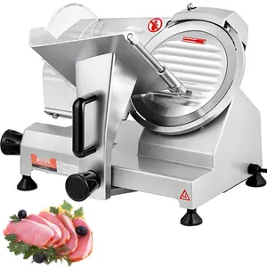 Commercial Meat Slicer, 200W Electric Deli Slicer, 350-400 RPM Meat Slicer With 8-Inch Carbon Steel Blade, Adjustable Thickness 0-0.47 Inch, Safe, Easy Clean Electric Food Slicer For Home And Commercial Use