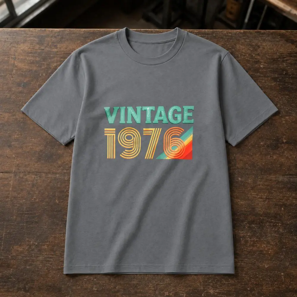 Xtauto Vintage Retro Style Unisex T-Shirt Vintage 1976 Graphic Tee Summer Casual Wear Birthday Gift For Men Women