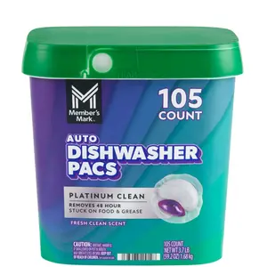 Platinum Clean Automatic Dishwasher Packs 105 Count, Fresh Clean Scent, Removes Stuck Food & Grease