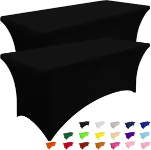 2 Pack Spandex Table Cloth 4FT, Elastic Fitted Stretch Tablecloths for Rectangle Tables, Washable Table Cover for Outdoor, Wedding, Banquet & Parties (Beige, 48Lx30Wx30H Inch)