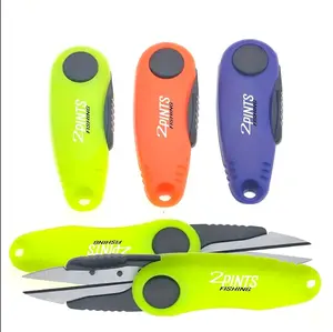 Compact Braid Cutting Scissors - Foldable Steel Blade ABS Crushproof Fishing Scissors with Keychain Hole for Mono Nylon and Braid