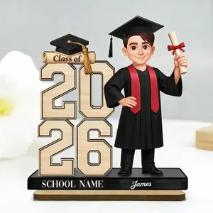 Custom Class of 2026 Senior 2D Flat Two Layer Wooden Plaque, Personalized Name Printed Graduation Keepsake Desk Decor for Daughter Son Grandkids Gift for Graduate, Gaduation Gifts