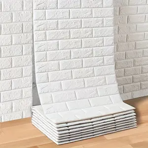 3D Self-Adhesive Vintage Brick Pattern Xpe Wallpaper, Waterproof Oil-Resistant Removable Foam Wall Sticker, Cut-To-Fit for Living Room Kitchen Bedroom Decor