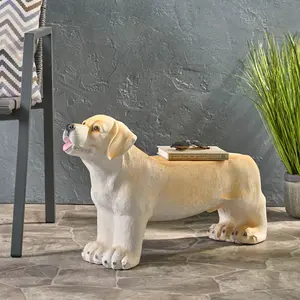 SAVEYOUR MGO Dog Bench, Light Brown Outdoor Dog Bench, No Assembly Required Weatherproof Pet Bench for Patio Backyard Garden, Durable MGO Pet Seat for Small Medium Dogs