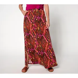 Denim & Co. Beach Petite Jersey Knit Gauze Maxi Skirt