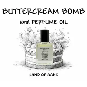 BUTTERCREAM BOMB 10ml Perfume Oil - Roll On Rollerball Fragrance Frosting White Cake, Vanilla Bean, Madgascar Vanilla Bakery Dessert Foodie Gourmand Scent