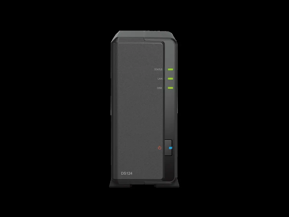 Synology DS124 Synology DiskStation DS124 1-Bay NAS Enclosure, 1 X 3.5/2.5" Sata Hdd/Ssd Drive Bay, 1 X Gigabit Ethernet Port