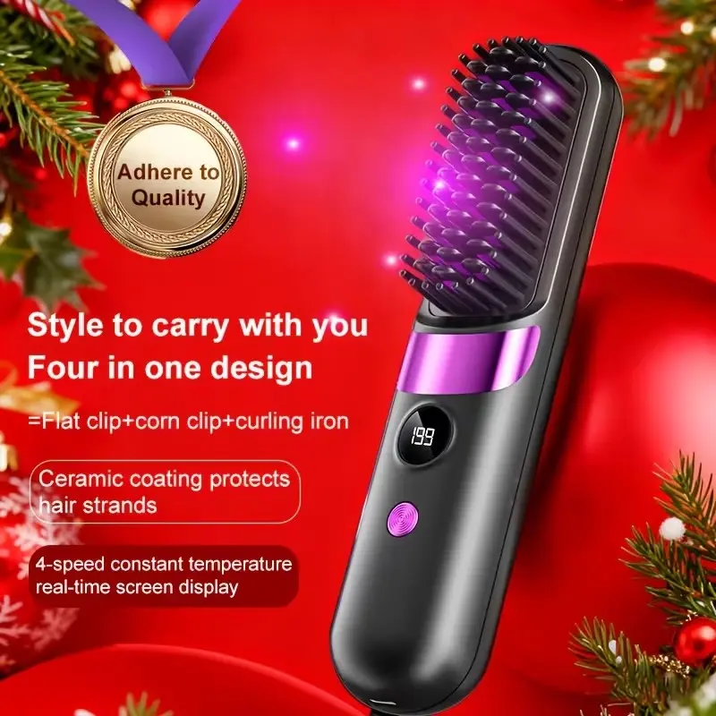 ✨ New Wireless Lightweight Portable Hair Straightener Brush | USB Charge | 3 Temp | Ionic Care | Straightener Comb Hair Straightening Brush#HairStraightenerBrush #CordlessStraightener #TravelHairTool #IonicHairCare #BeautyEssentials