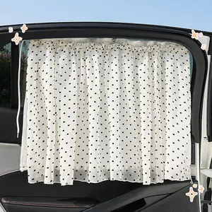2026 New Car Polka Dot Double Layer Butterfly Heart Curtain Sunshade, Side Window Shade, Windshield Sun Visor