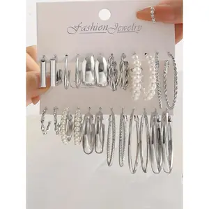 Minimalist Chic Round-shaped Hoop Earrings Set, Earring Stacking Set, Elegant Temperament Round Design Matching Earrings, Fashionable Earrings for Women, Vintage Jewelry Accessory  for Daily Use, Cute Cool Female Accessories, Hoop Earring Sets