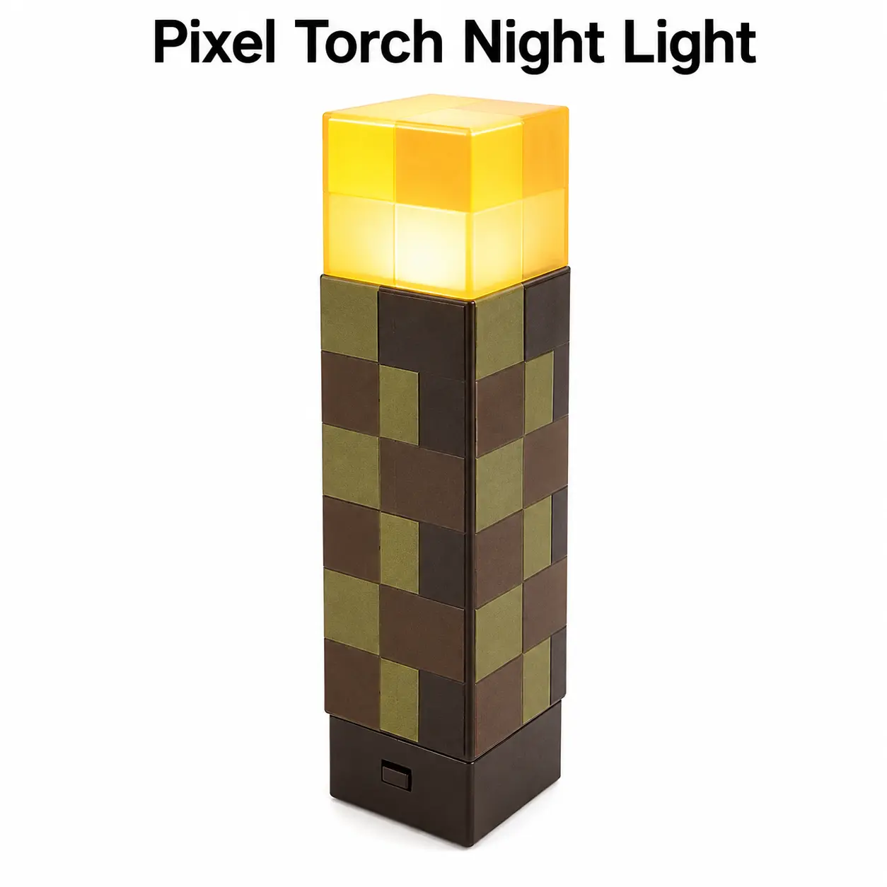 Pixel Torch Night Light, Rechargeable LED Gaming Room Decor with 3 Brightness Levels and Sound-Activated Mode, Wall-Mount or Desktop Light for Bedroom & Gamer Gifts
