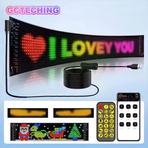 LED Matrix Pixel Panel with 5v USB Power, Remote/Bluetooth-compatible Control, Waterproof for Car Signage and Store Advertising, Customizable Patterns and Scrolling Text