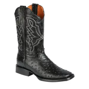 El General Rodeo - Imitation Ostrich Print skin boot - Black