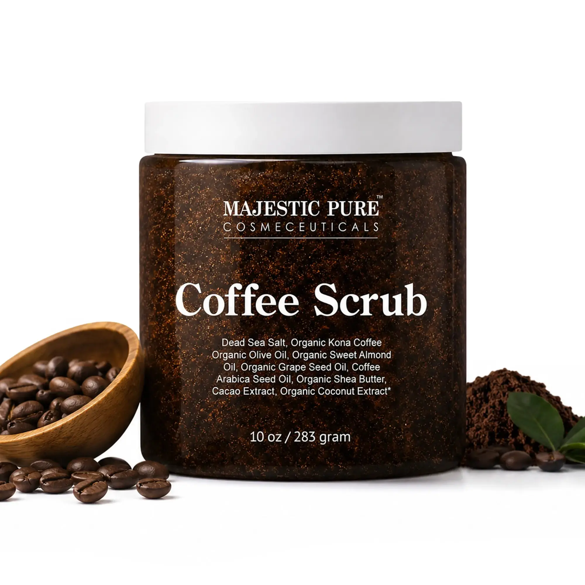 Exfoliating Coffee Body Scrub with Dead Sea Salt, Smoothing Caffeine Body Care for Rough and Dull Skin, 10 oz, Exfoliate, Cosmetic