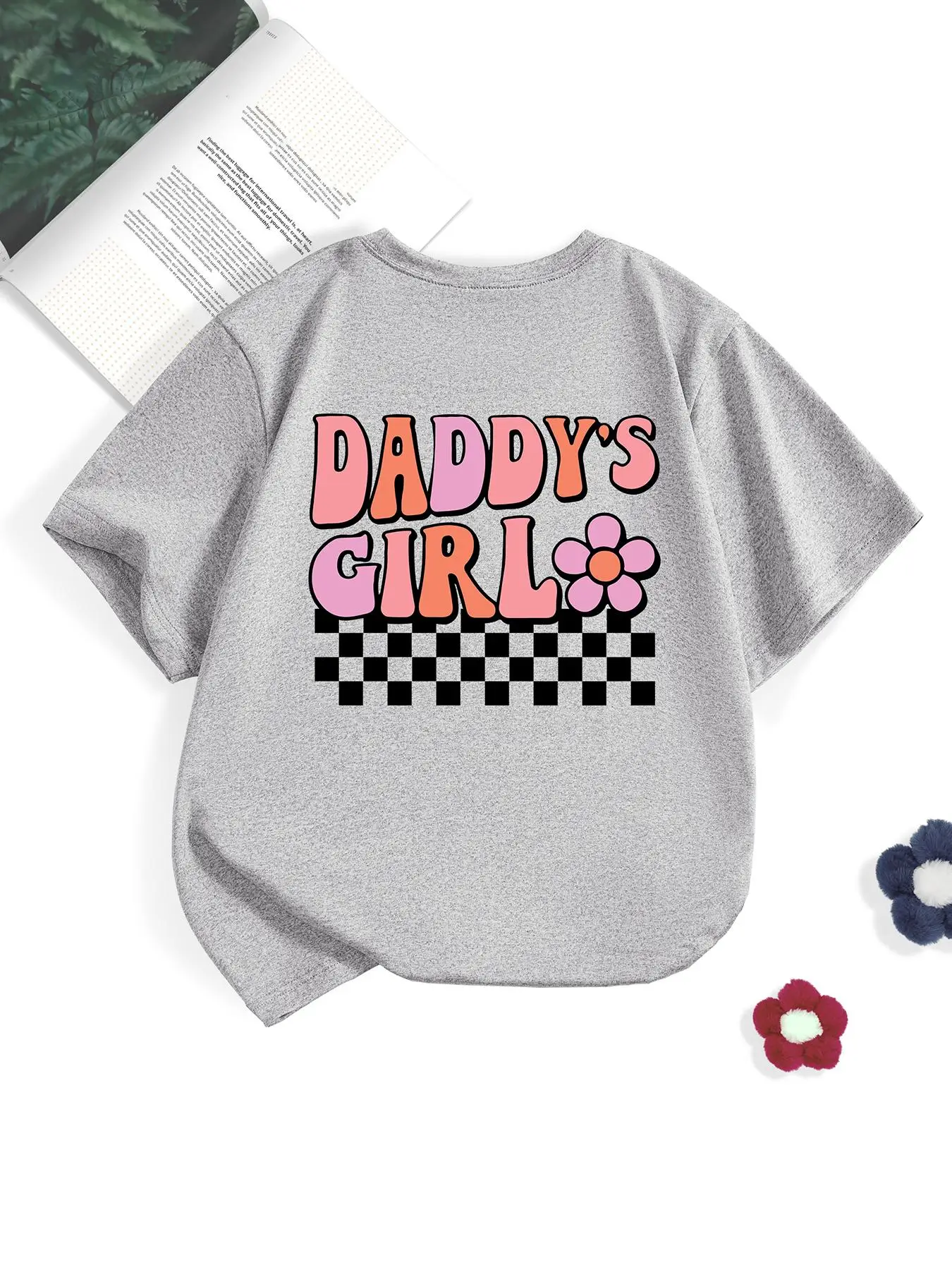 Girl's Letter Print Round Neck Tee, Cute Graphic Short Sleeve T-Shirt for Summer, Summer Outfits 2024, Kids Clothes for Daily Wear