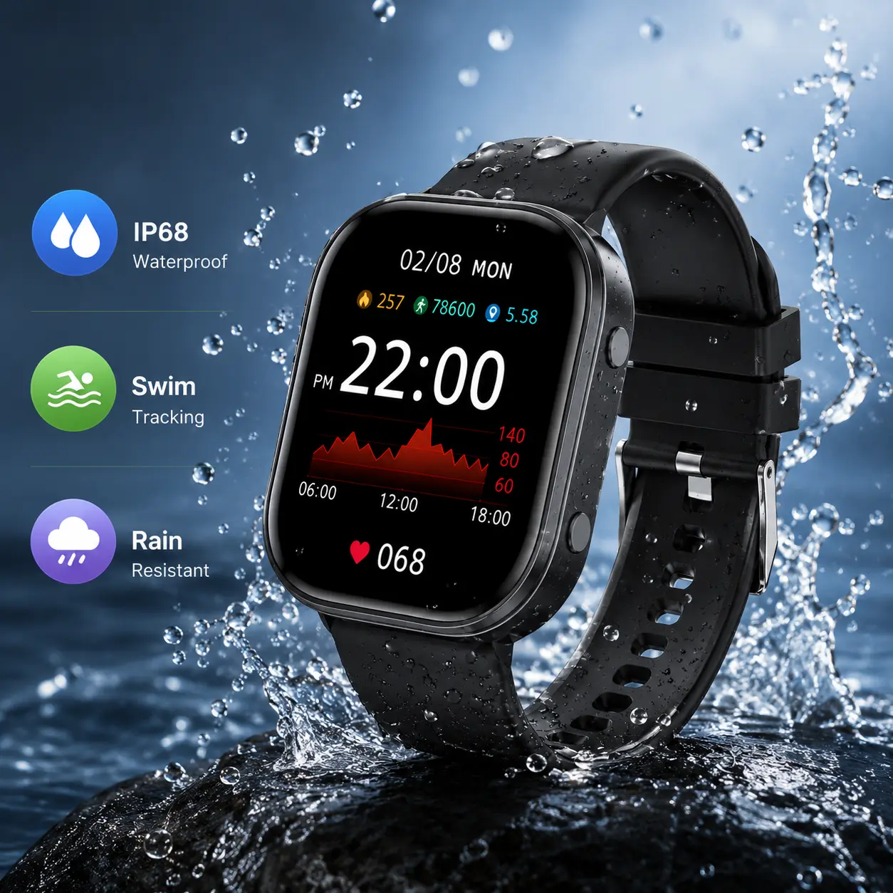 2026 smartwatch is unisex, IP68 waterproof, features a 1.83-inch HD display, wireless calling, activity tracking, over 100 watch face styles, a pedometer, and calorie tracking. It's a multi-functional smartwatch suitable for daily exercise and fitness.