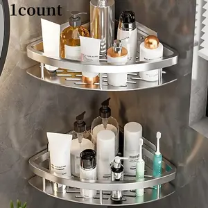 1pc No Drill Bathroom Corner Shelf, Shower Storage Organizer for Shampoo and Bathroom Accessories, Wall Mount Design Shower Caddy, Shower Bath Tool, Bathroom Shower Equipment