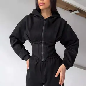 Women's 2025 Fall/Winter Solid Color Hoodie & Pants Set - Waist-Cinched Sporty Casual 2-Piece Set in Pink Soft Polyester Fabric for Comfy Fit Women's Solid Casual Lounge Set sport casual woman gia  track  set