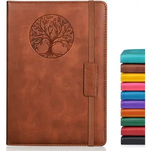 Lined Journal Notebook for Women Men,256 Pages A5 Hardcover Leather Journals for Writing,Travel,Business,Work & School,College Ruled Notebooks for Note Taking,Diary Notepad 5.7"×8.3"(Brown)