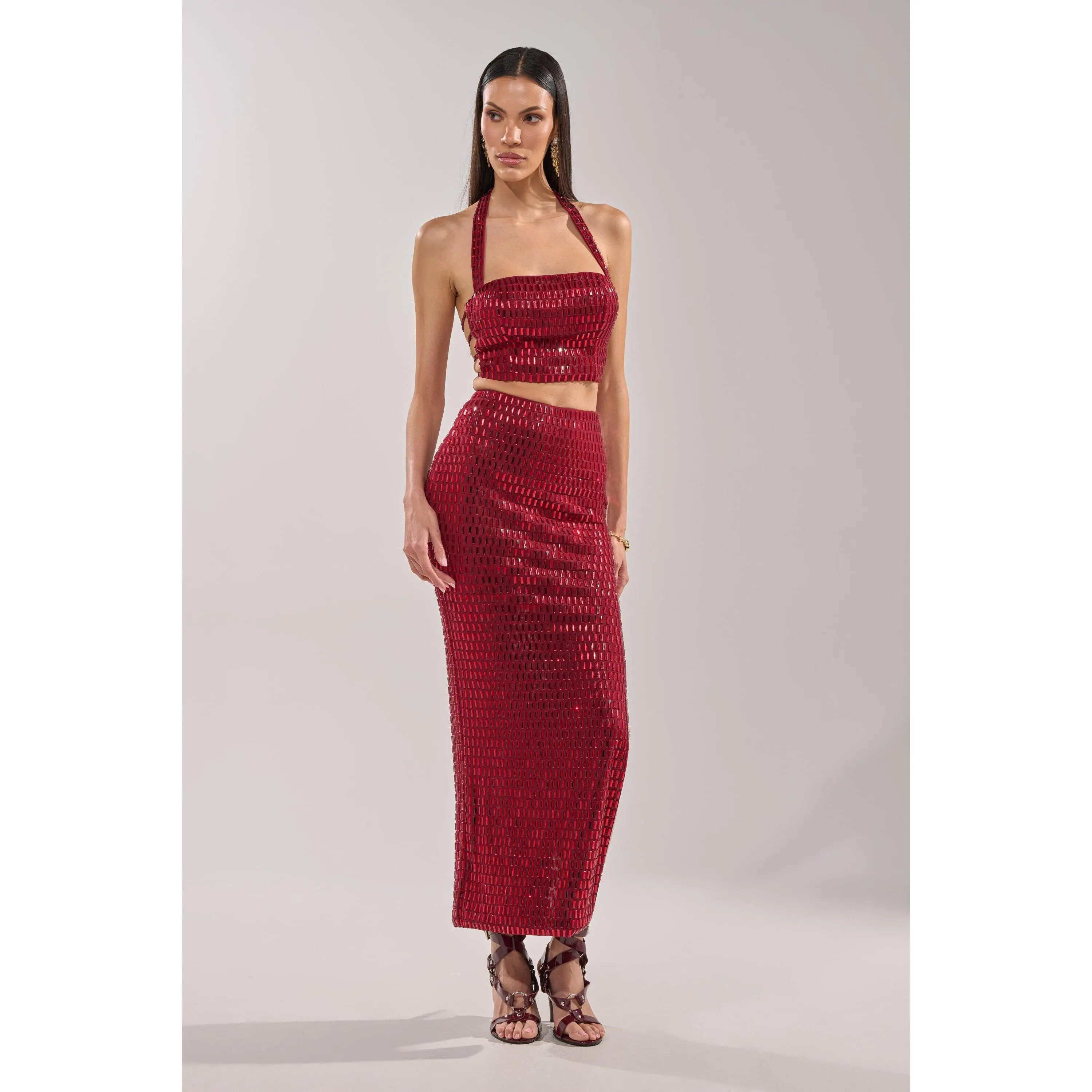 FALLING IN LOVE RHINESTONE MAXI SKIRT