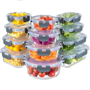 12-piece Set of Fresh-keeping Boxes, Sealed Special Refrigerator Storage Boxes, Transparent Glass Fresh-keeping Boxes with Lids label marking high-quality plastic food storage box 8-piece set infant baby bariatric meal prep