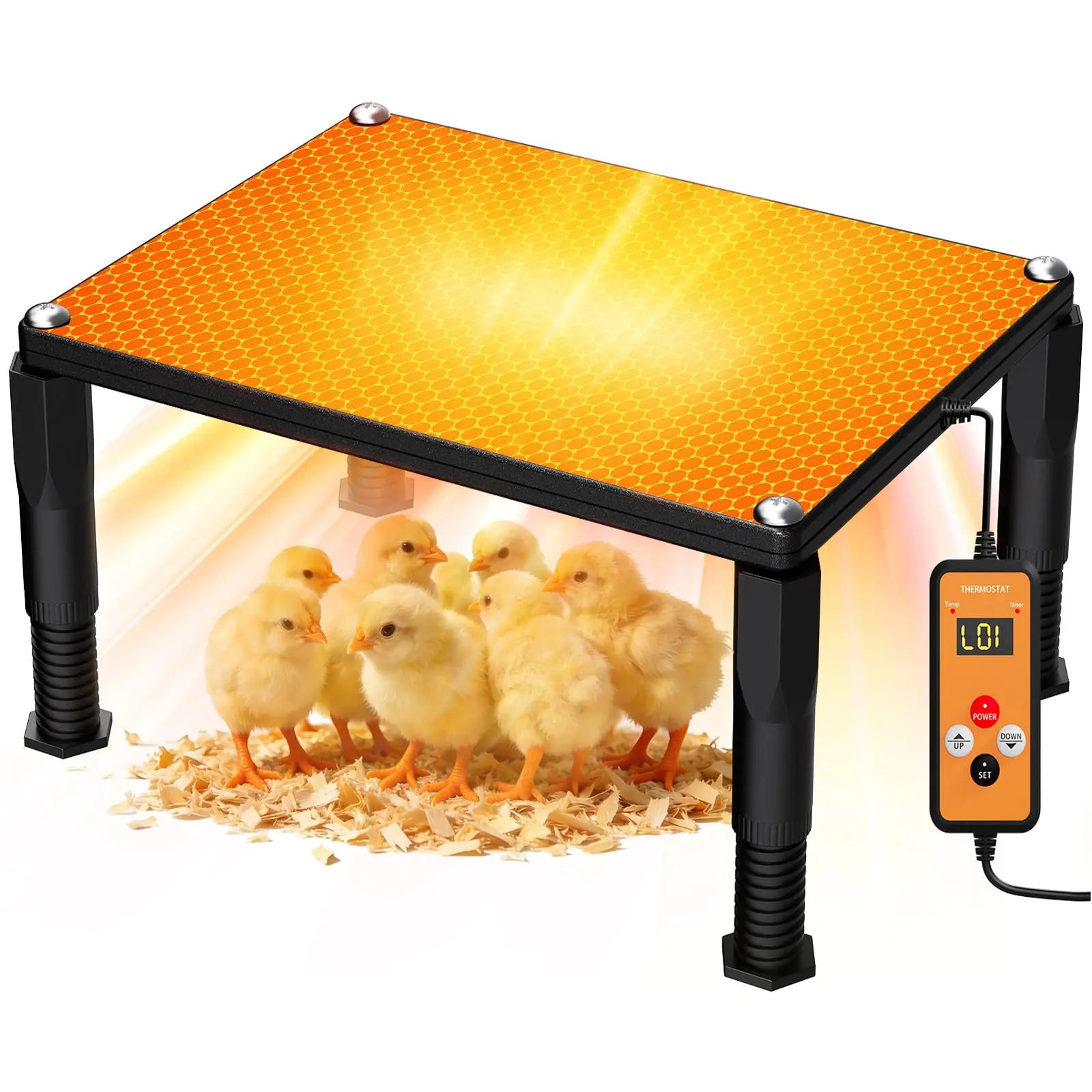 Safe Chick Brooder Heating Plate with Timer, 110W Flat Panel Chicken Coop Heater (16"x12"), Adjustable Temp 41°F-176°F for Chicks, Ducklings, Kittens & Farm Animals